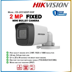 HIKVISION Camera DS-2CE16D0T-EXIF 2MP Outdoor waterproof for CCTV Security HD Camera