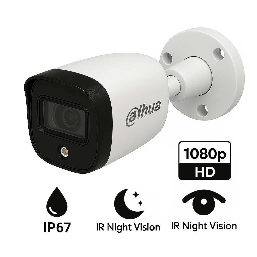 Dahua 2MP 1080P HD Bullet CCTV Camera HAC-HFW1200CLP-IL-A – IP67 Waterproof & Color Night Vision