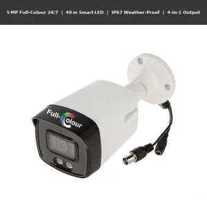 Dahua HFW1509TLMP‑LED | 5 MP Full‑Colour Bullet CCTV Camera – 40 m Smart LED, IP67, HDCVI