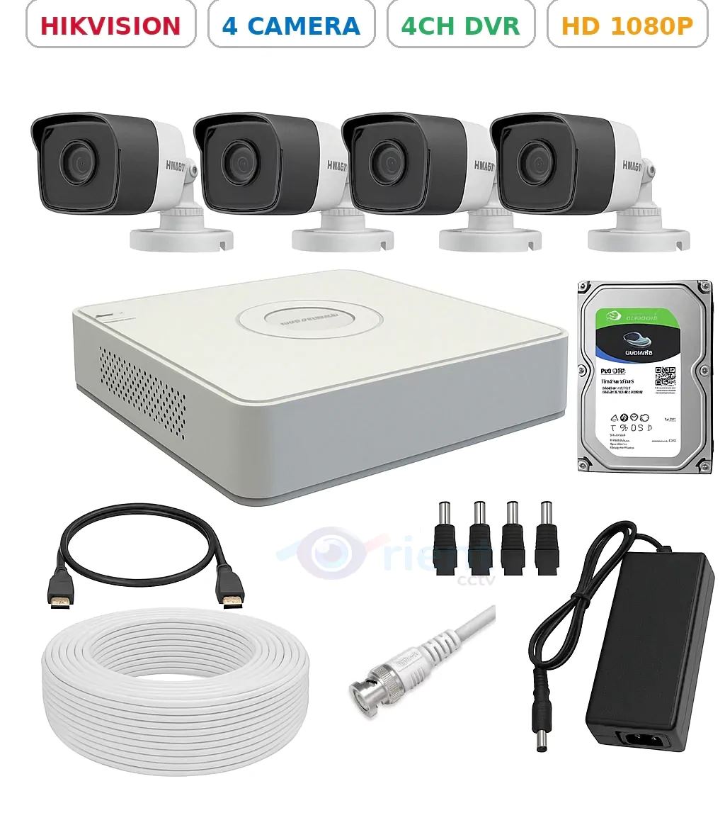 4 FHD 2MP 1080P CCTV Camera Package HIKVISION