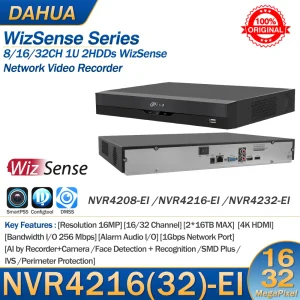 Dahua NVR4216-EI NVR4232-EI 16/32CH 1U 2HDDs Wiz Sense Network Video Recorder AI Smart Human Vehicle Face SMD Plus